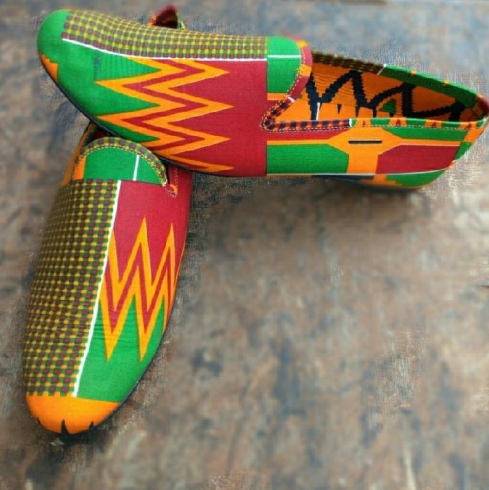 African fabric design shoe